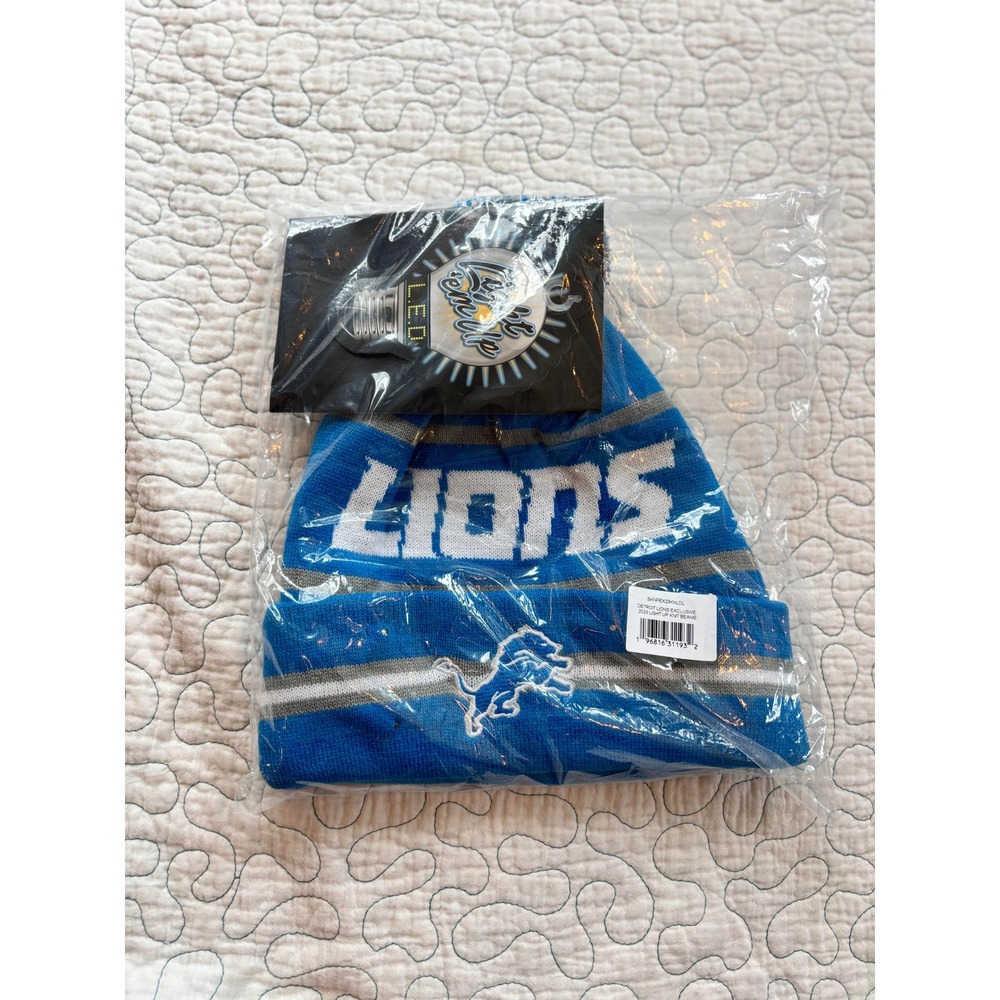 Detroit‎ Lions Exclusive LED Light Up Knit Beanie Blue Silver NFL Hat